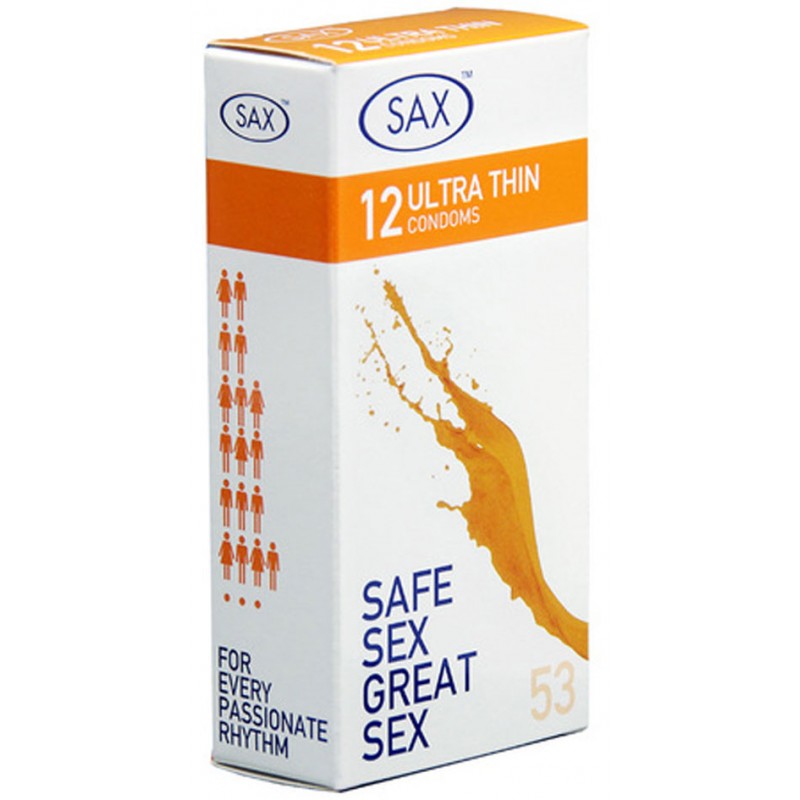 Sax Ultra Thin Condoms with Lubricant - Box 12